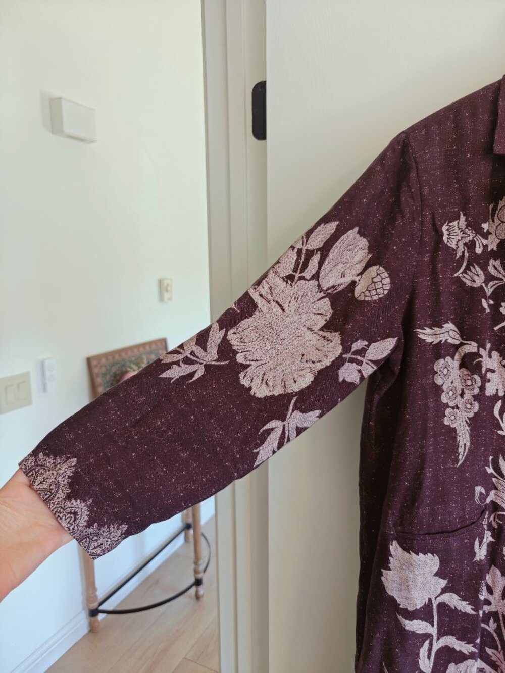 Soft Surroundings Masterpiece Duster XL Plum Floral Long Coat Jacket - Picture 3 of 9